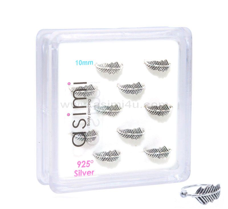 Ασημενιο Κρικακι Για Τη Μυτη Με Φτερο 10Μμ