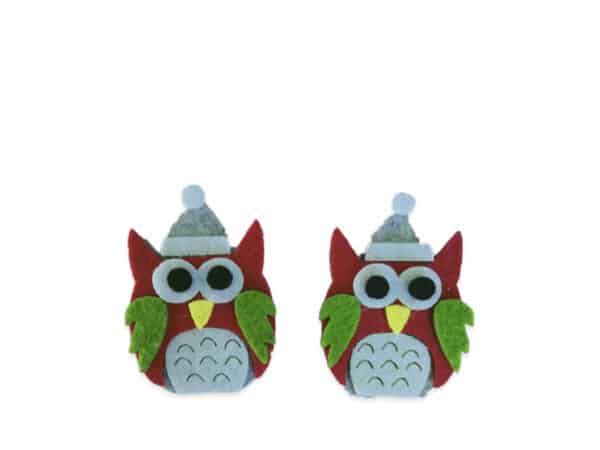 Junior New Year Διακοσμητικα Τσοχας Κουκουβαγιες 2Τεμ