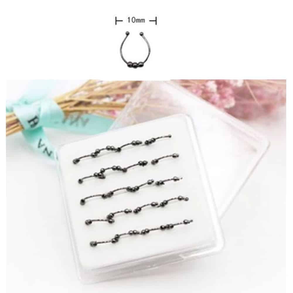 Σκουλαρικι Μυτης Με Μπιλιες Μαυρο