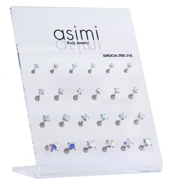 Surgical Steel 316L Tragus Ασημι Με Ιριδιζον Ζιργκον