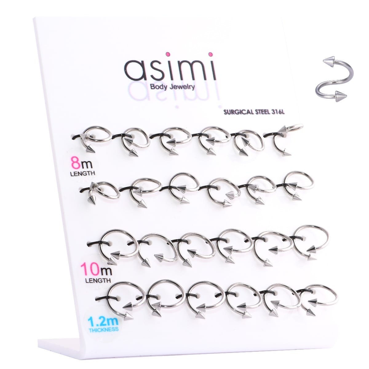 papell.grΣκουλαρικι Spiral 1,2X8-10 Mm Με Κωνους Surgical Steel 316Lpapell.gr