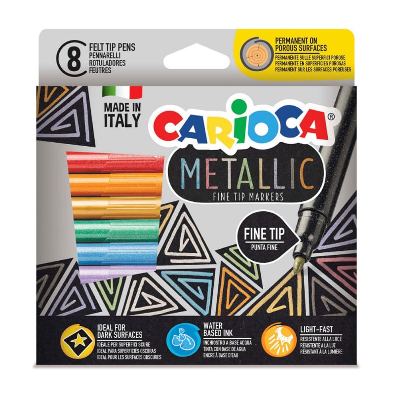 Carioca Metallic Fine Tip Markers 8Pcs