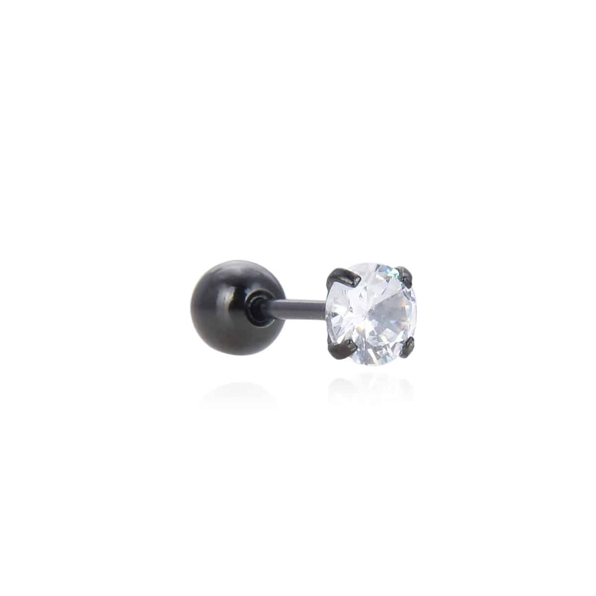 AsimiΣκουλαρικι  Μαυρος Tragus Με Ζιρκον Surgical Steel 316L 3-4-5-6 Μμpapell.gr