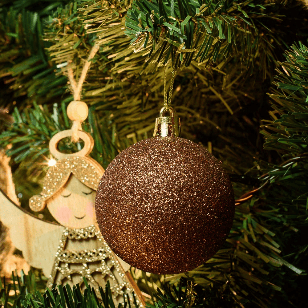 Χριστουγεννιατικη Μπαλα Glitter Χαλκινη 10 Εκ Σετ Των 2