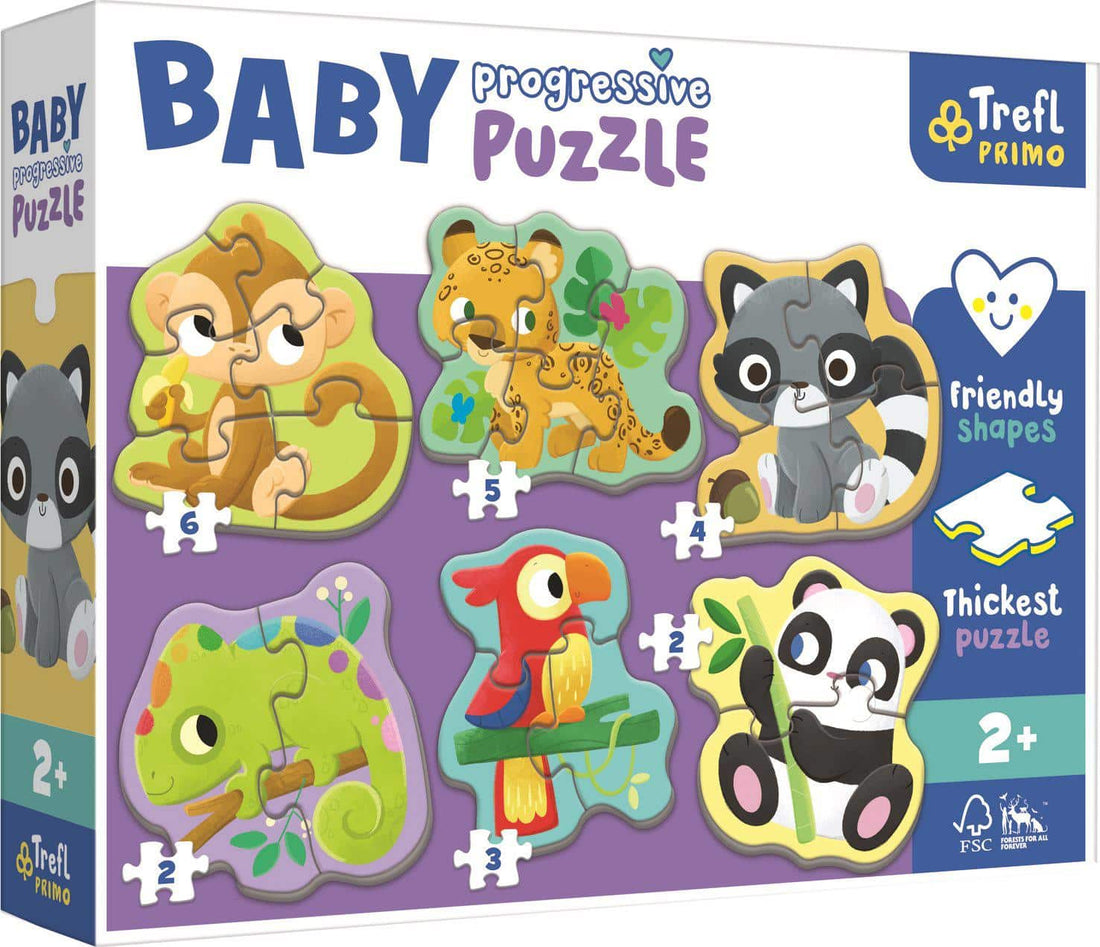 Trefl Puzzle Baby Progressive Exotic Animals 2/2/3/4/5/6Pcs