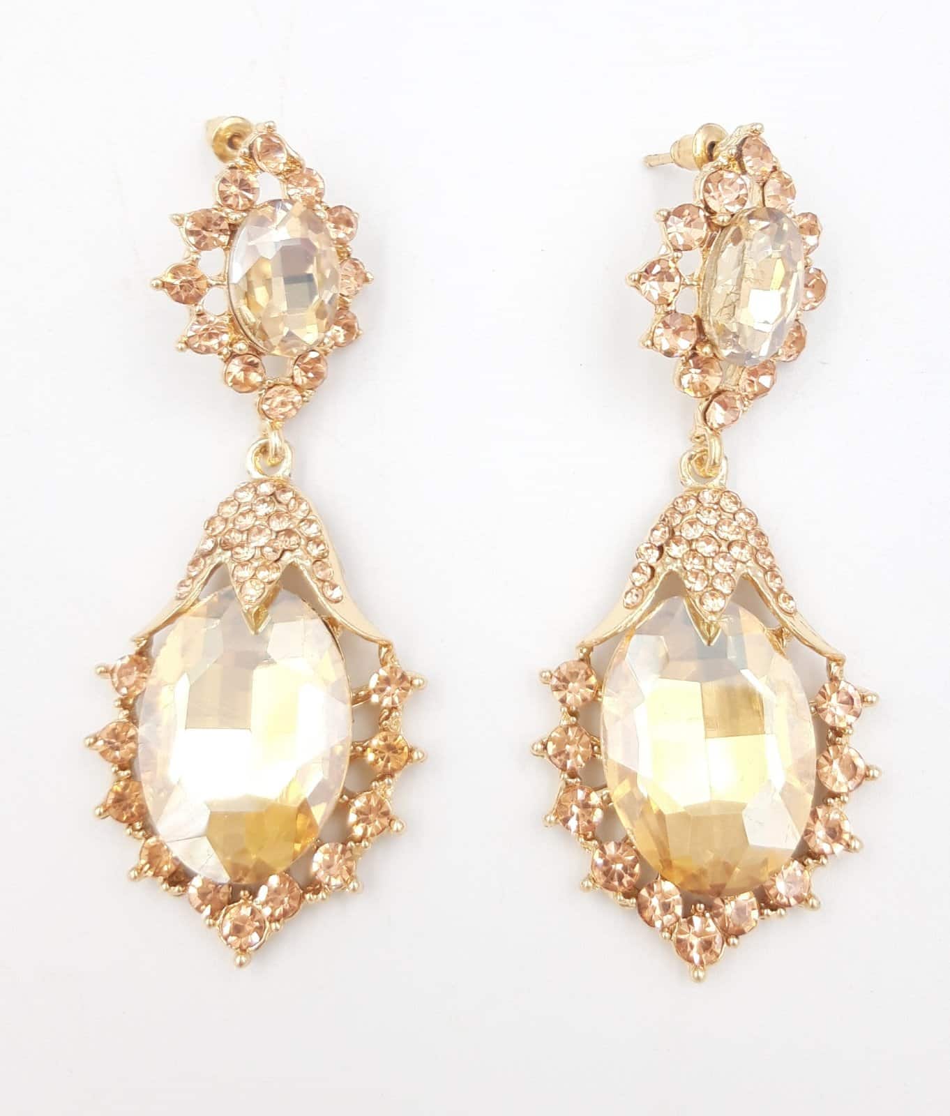 Σκουλαρικια Κρεμαστα Με Διπλο Πετραδι 7Cm