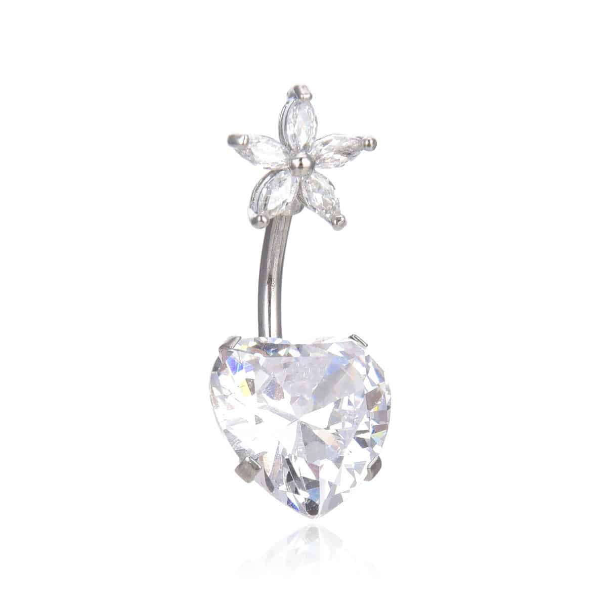 Σκουλαρικι Αφαλου Belly Ring With Heart Zircon 6-8-10Mm Surgical Steel 316L