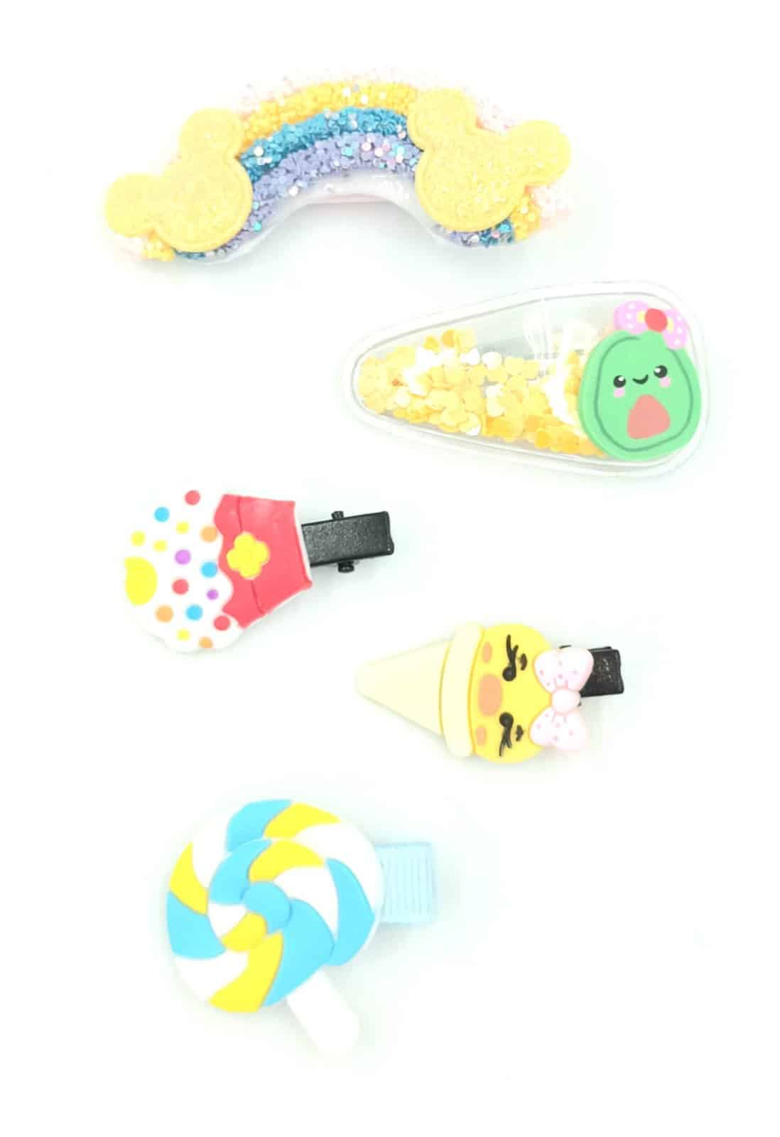 Κλιπς Μαλλιων Παιδικα Ουρανιο Τοξο- Φρουτακια- Γλυκακια 5Τμχ