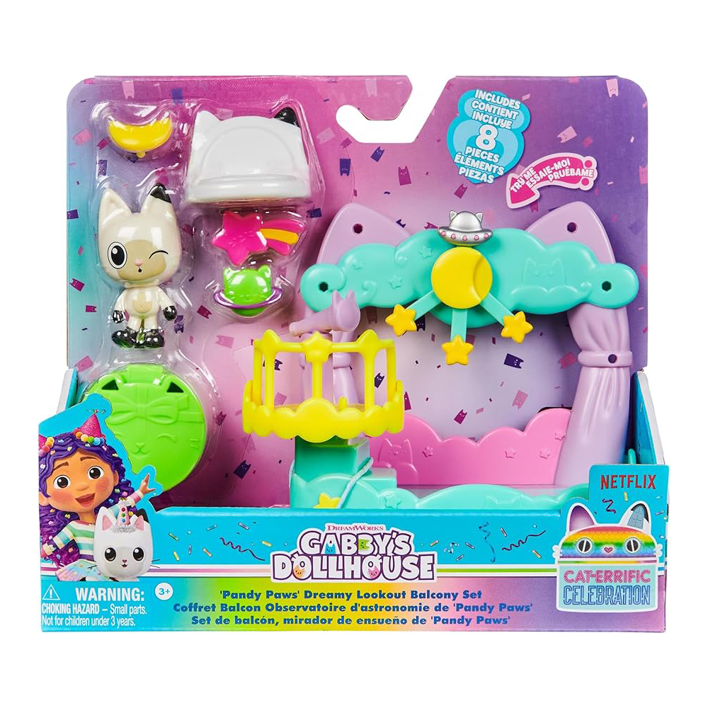 Spin Master Gabbys Dollhouse Gabby's Dollhouse: Cat-Errific Celebration - Pandy Paws Dreamy Lookout Balcony Set