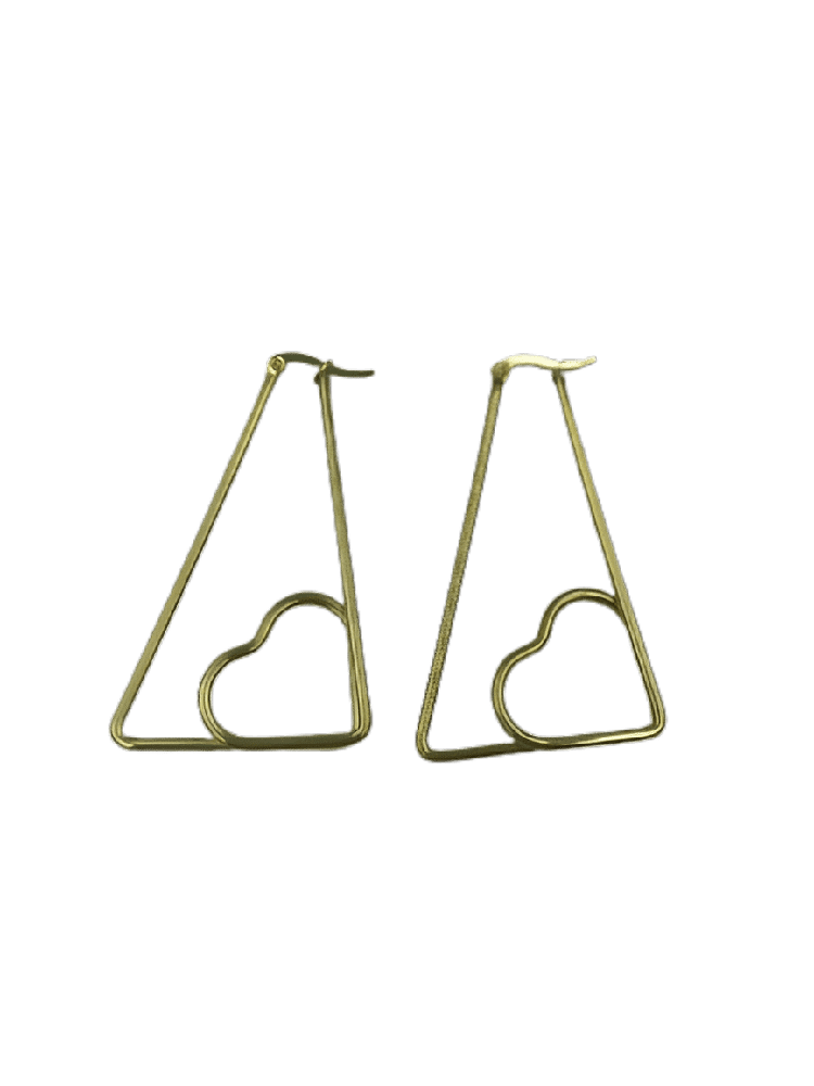 papell.grΣκουλαρικια Stainless Steel Τρυγωνο Με Σχημα Καρδια Φ 5,5 Εκ Χρυσοpapell.gr