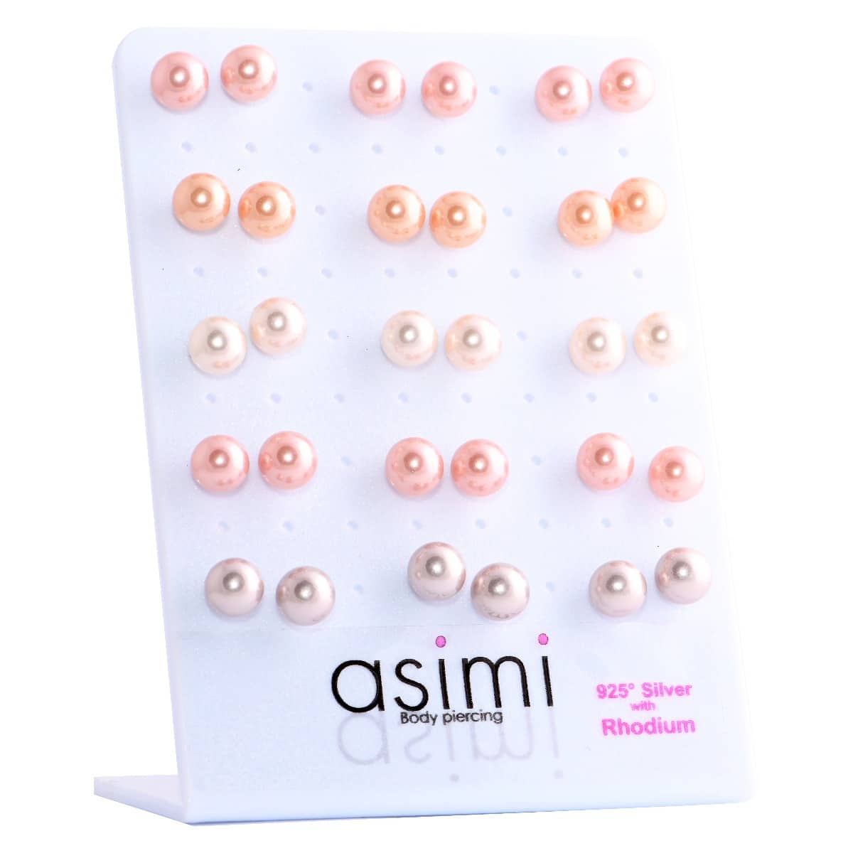 Ασημενιο Επιροδιωμενο Σκουλαρικι Χρωματιστη Περλα 8Μμ