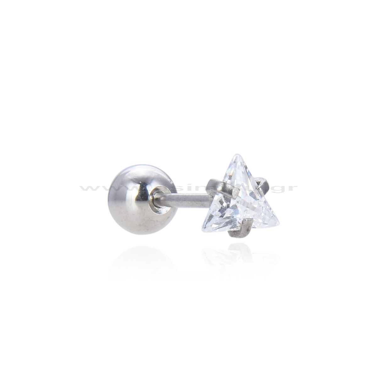 Σκουλαρικι Surgical Steel 316L Tragus Με Τριγωνο- Καρδια-Καρε Ζιρκον