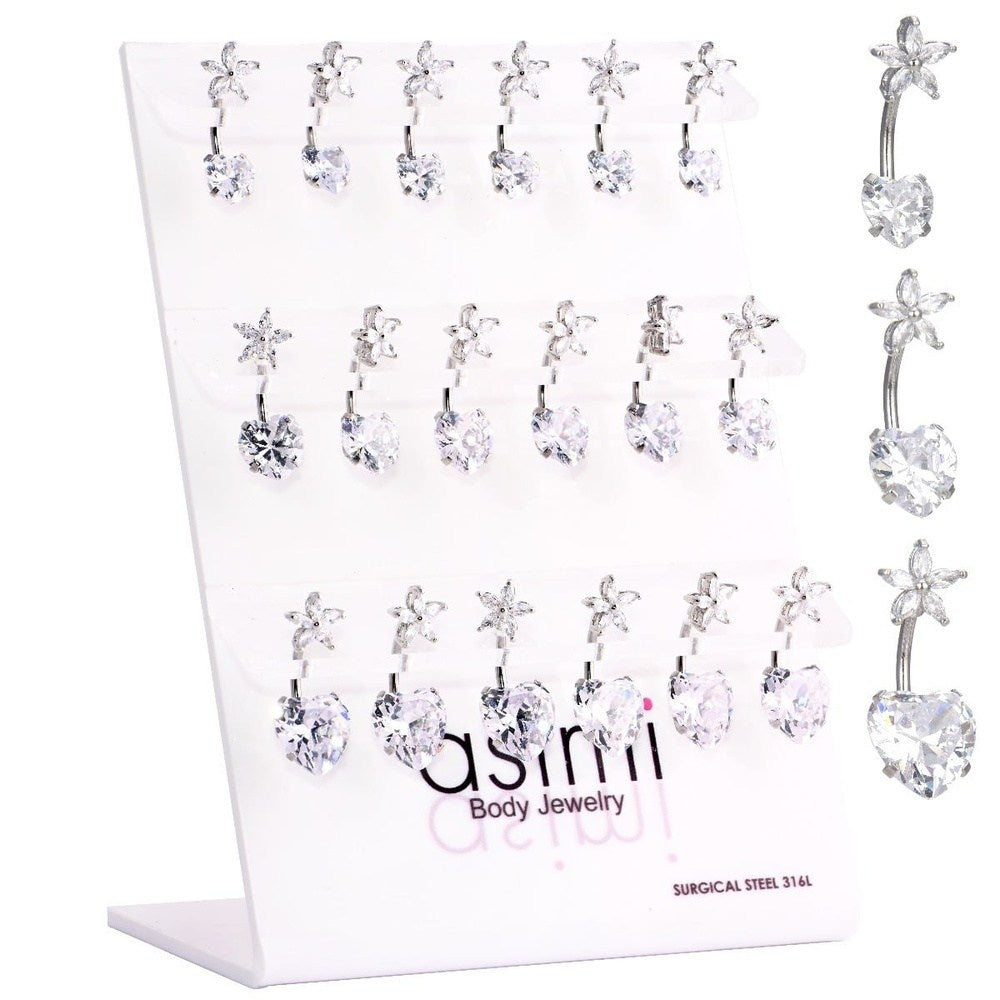 Σκουλαρικι Αφαλου Belly Ring With Heart Zircon 6-8-10Mm Surgical Steel 316L