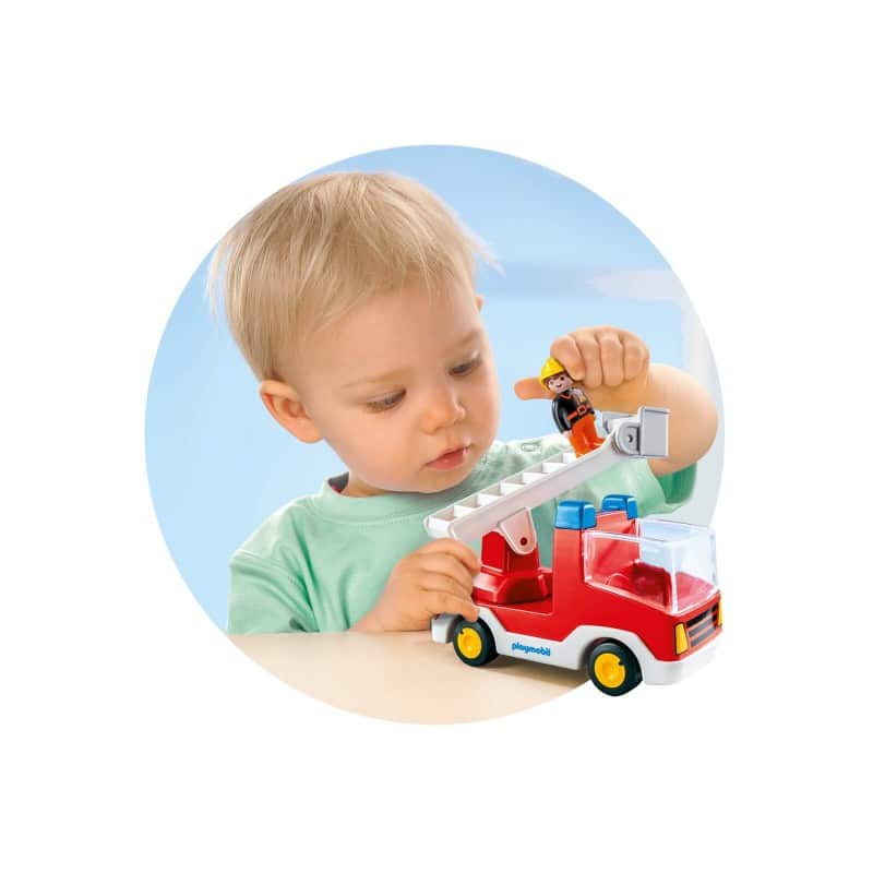 6967 Playmobil 1.2.3 Πυροσβεστης Με Κλιμακοφορο Οχημα