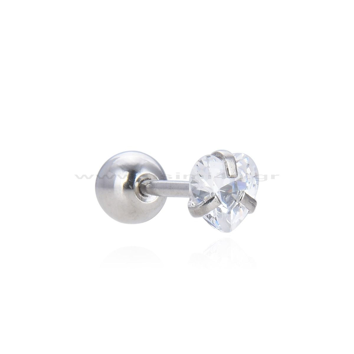 Σκουλαρικι Surgical Steel 316L Tragus Με Τριγωνο- Καρδια-Καρε Ζιρκον