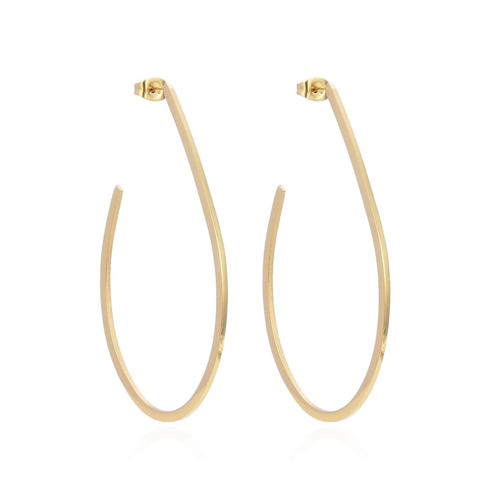 Asimi Σκουλαρικια Κρικοι- Σταγονα Stainless Steel Επιχρυσα