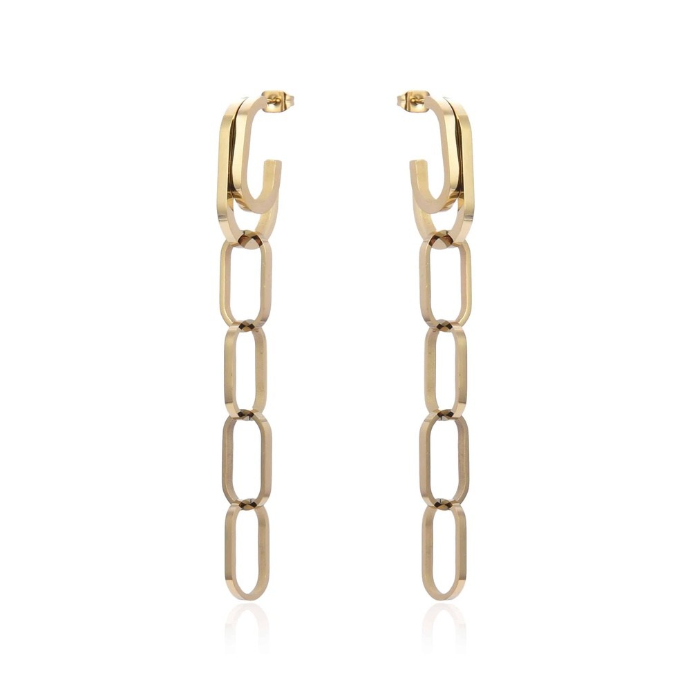 Asimi Σκουλαρικια Επιχρυσα Οβαλ Κρικοι Αλυσιδες