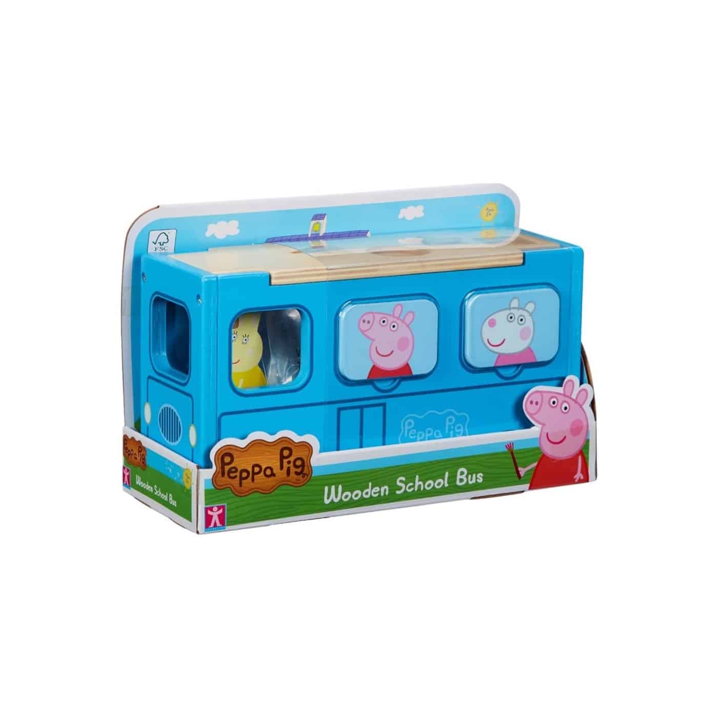 Peppa Pig Ξυλινο Σχολικο Λεωφορειο Με Σχηματα