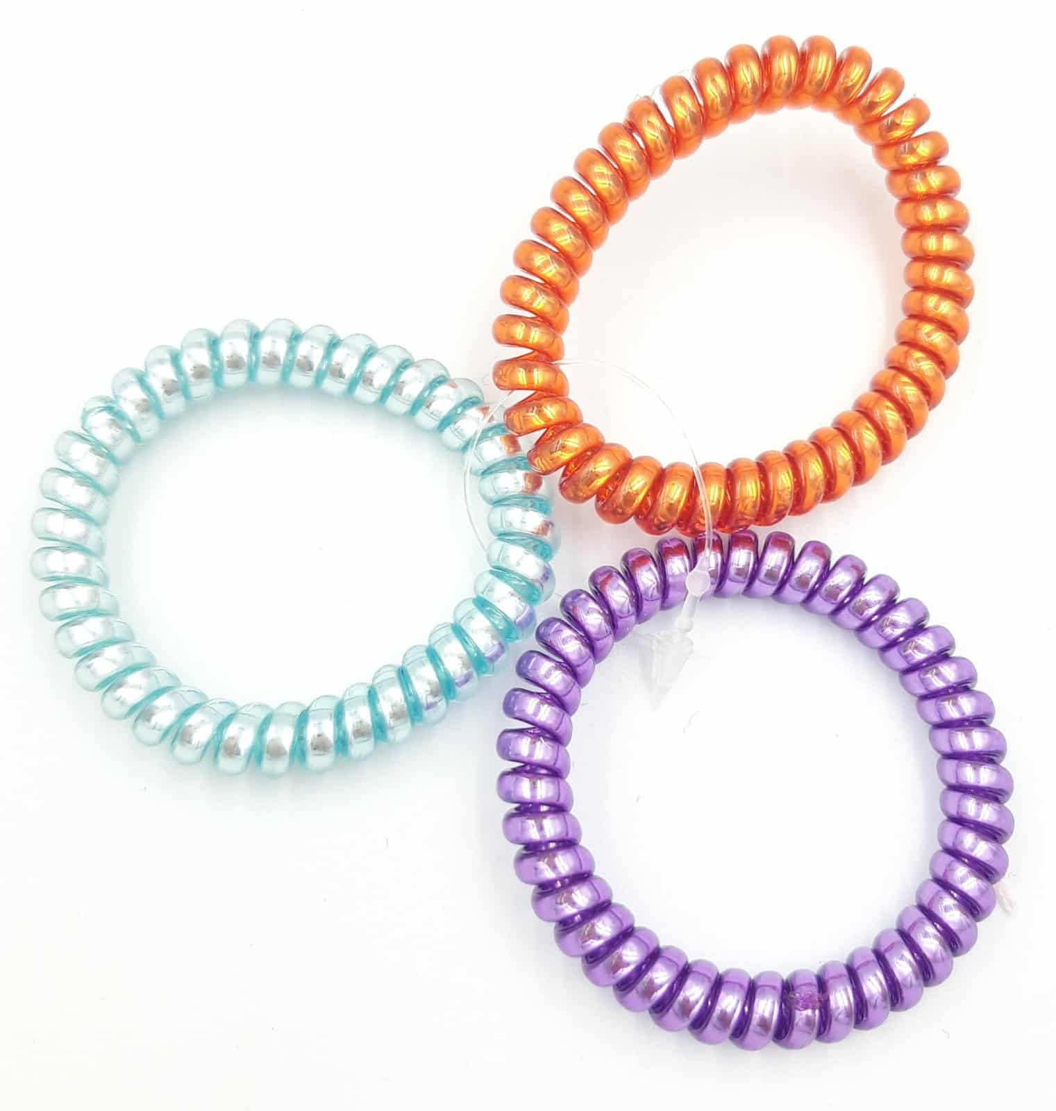 Λαστιχακια Μαλλιων Σπιραλ Χρωματιστα Ιριδοζον 3Τμχ