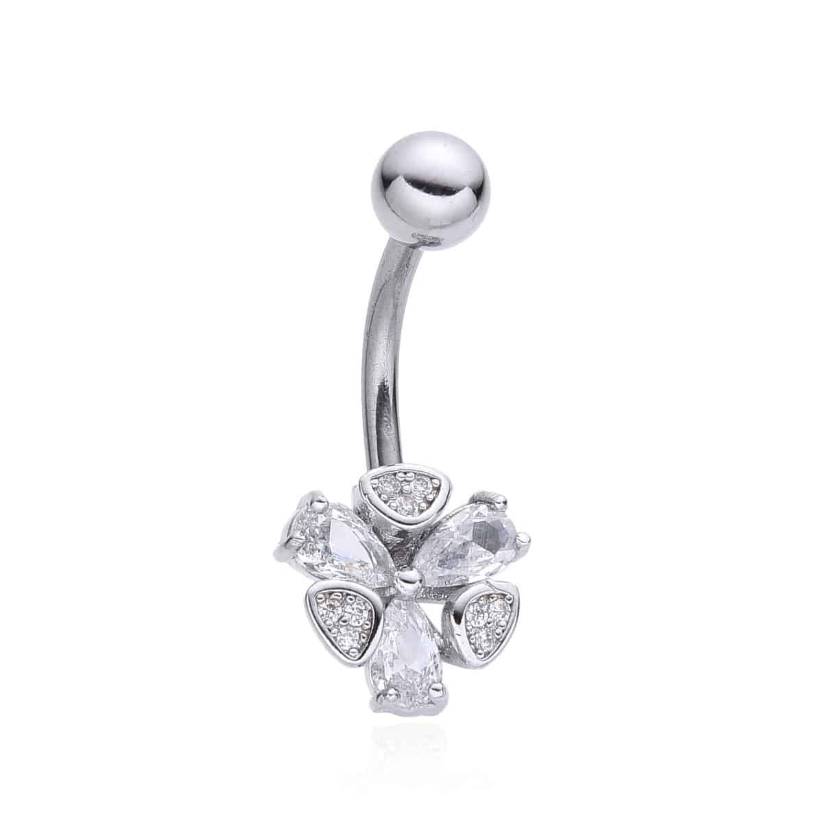 AsimiΣκουλαρικι Αφαλου Με Ζιρκον Surgical Steel 316Lpapell.gr