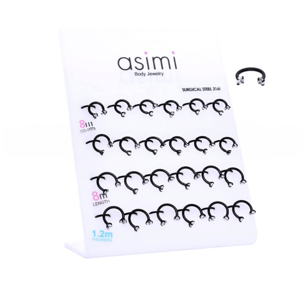 Μαyρο Σκουλαρiκι Barbell 1.2X6/8Mm Με Ζιργκον Surgical Steel 316L