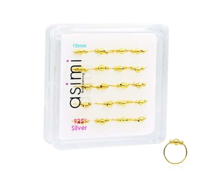 ASIMIΑσημενιος Κρικος Μυτης Επιχρυσωμενος 3 Μπιλιες 10Mmpapell.gr