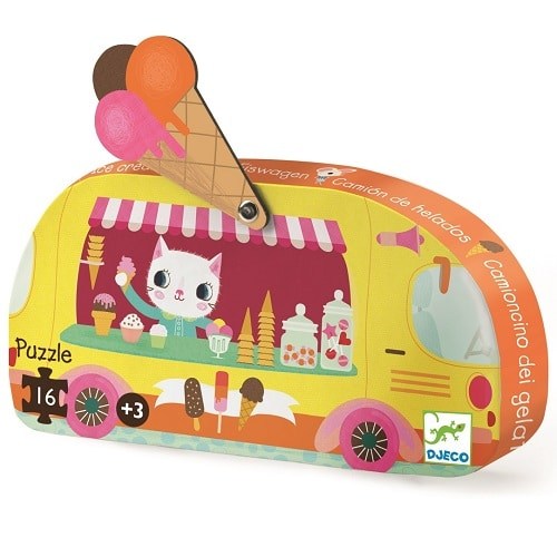 Djeco Puzzle Σε Σχηματικο Κουτι Μινι 'Παγωτατζιδικο' 16Pcs