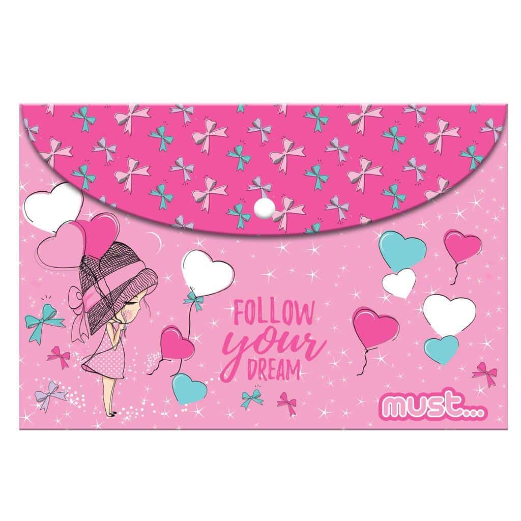 Φακελος Κουμπι Α4 Must Κοριτσι Με Μπαλονια