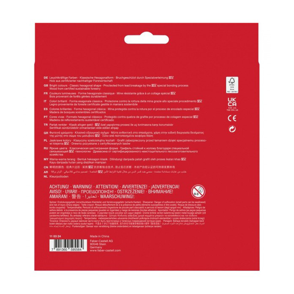 Faber-Castell Ξυλομπογιές Κάστρο Σετ 24 Χρώματα + 3 Δίχρωμες Ξυλομπογιές + Ξύστρα