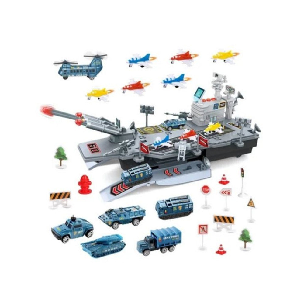 Αεροπλανοφόρο Γκαράζ Με 5 Οχήματα, Ήχο & Φως 52X36X13εκ