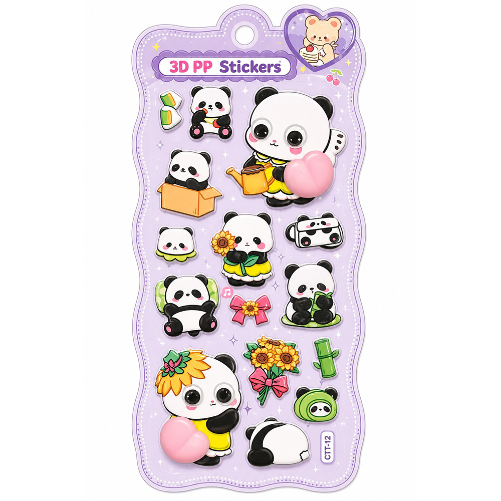 Αυτοκόλλητα Puffy 3D Panda με Squishy Καρδιά - 1 Τμχ
