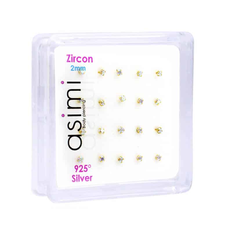 AsimiΕπιχρυσο Ζιρκον Σκουλαρικι Μυτης 2Mm Ιριδιζονpapell.gr