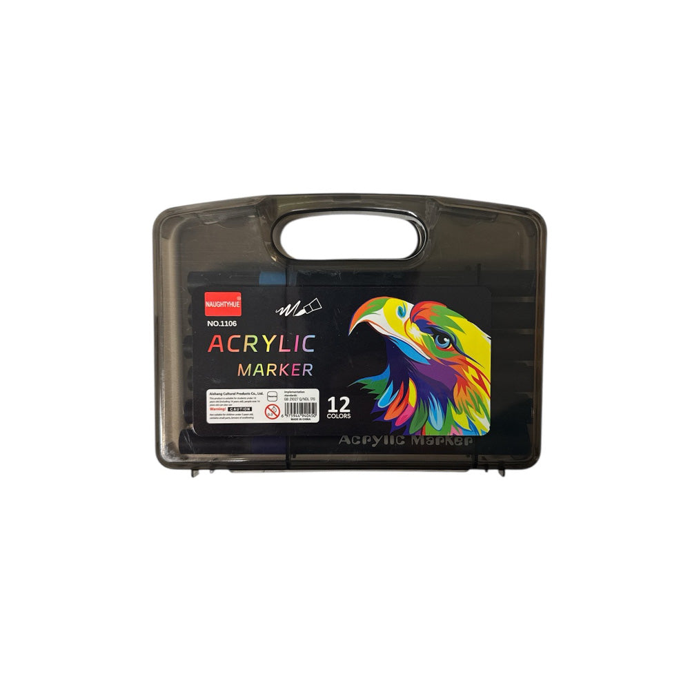 Σετ Ακρυλικοί Μαρκαδόροι Ζωγραφικής 12 Τμχ σε Μαύρο Κουτί