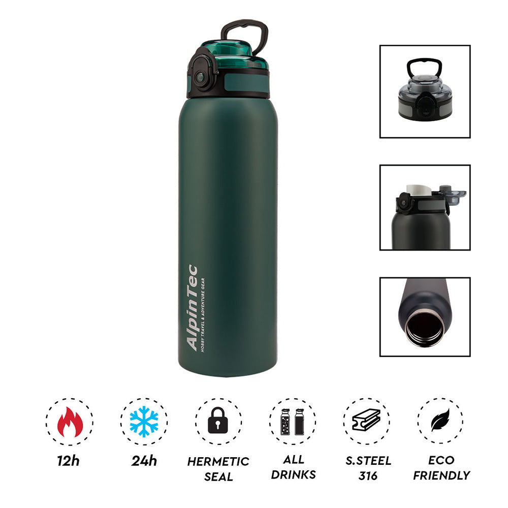 Alpintec Θερμός 1000ml Wayfarer Ανοξείδωτος 316/304 Blackish Green
