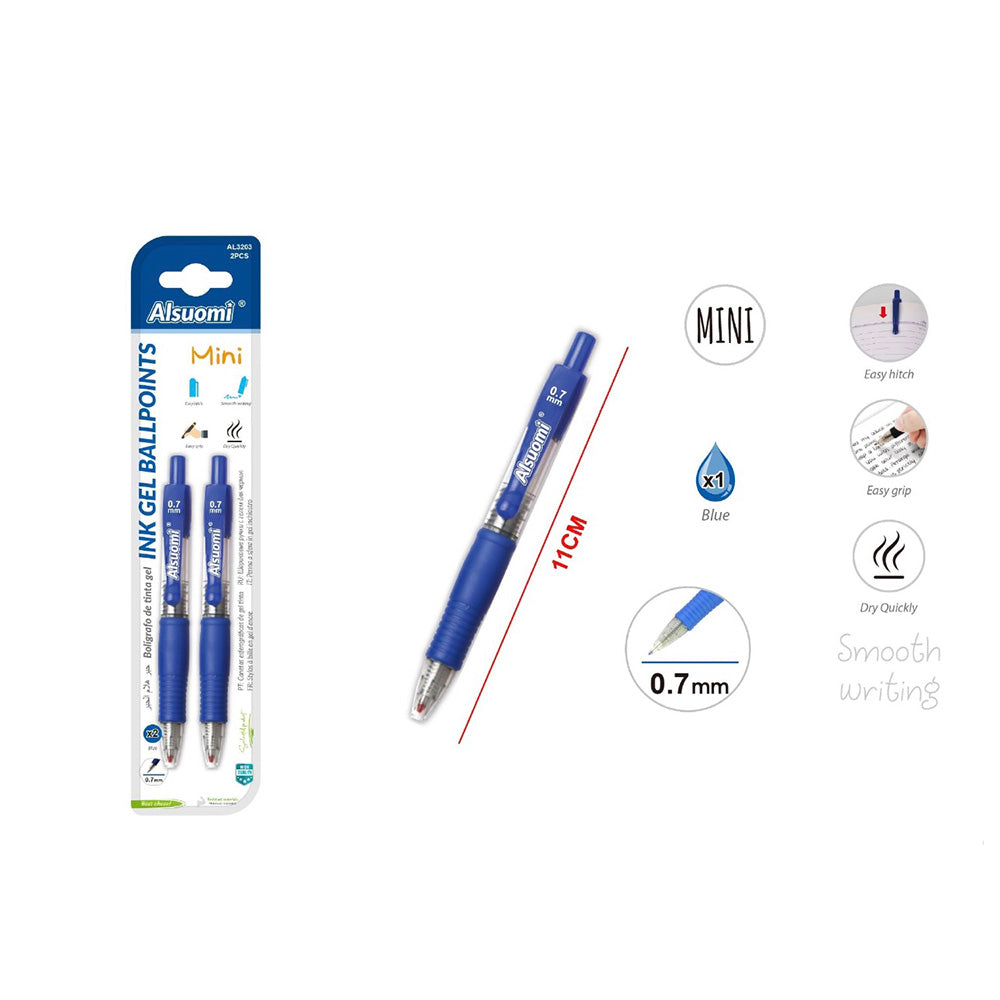 Alsuomi Σετ Στυλό Gel Mini 0.7mm Μπλε 2 Τεμαχίων