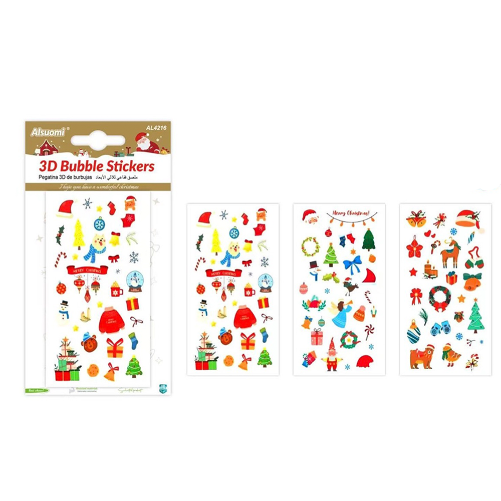 Alsuomi Χριστουγεννιάτικα 3D Bubble Stickers σε 3 Σχέδια – 1 Τμχ