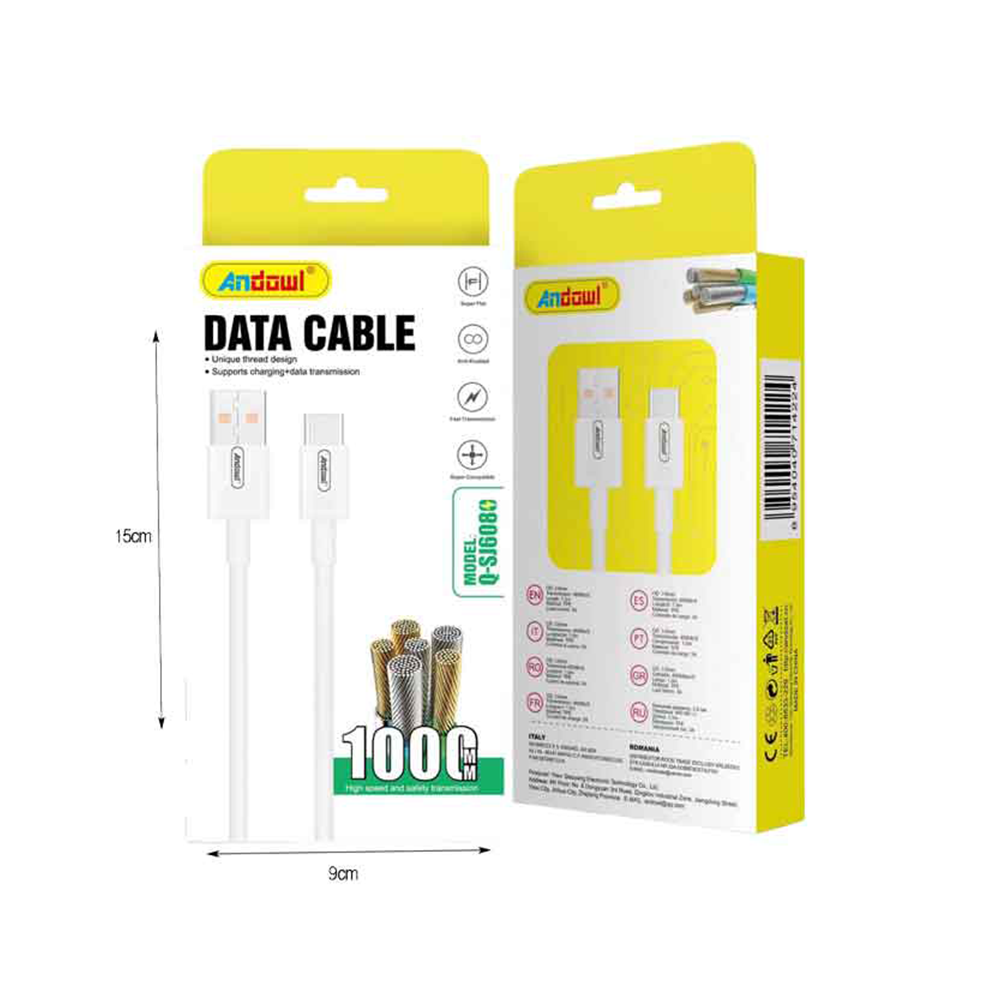 Andowl Καλώδιο Δεδομένων USB σε Type-C 3A 1m