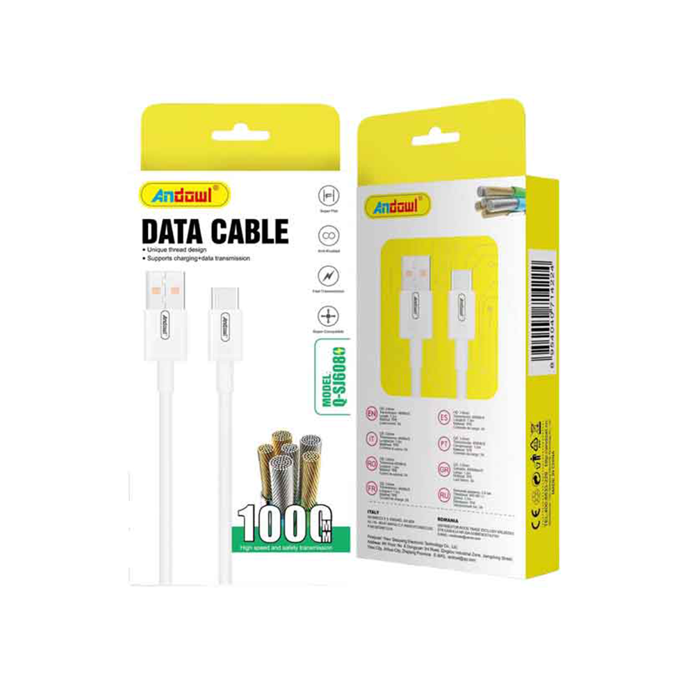 Andowl Καλώδιο Δεδομένων USB σε Type-C 3A 1m