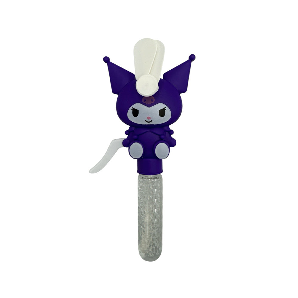 Ανεμιστηράκι Χειρός Με Νερόφουσκα Kuromi 20 εκ 2 Χρώματα - 1 Τμχ