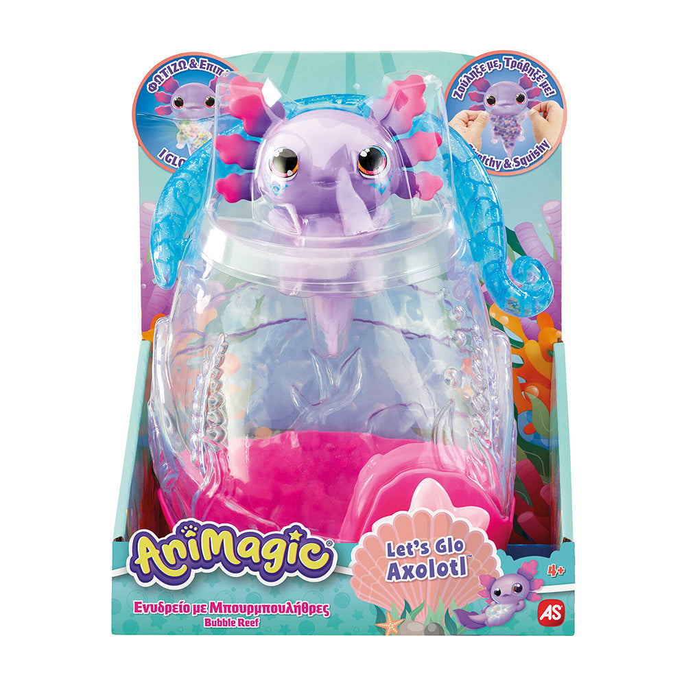 As Animagic Φιγούρα Νερού Let's Glo Axolotl Ενυδρείο με Μπουρμπουλήθρες Για 4+ Χρονών