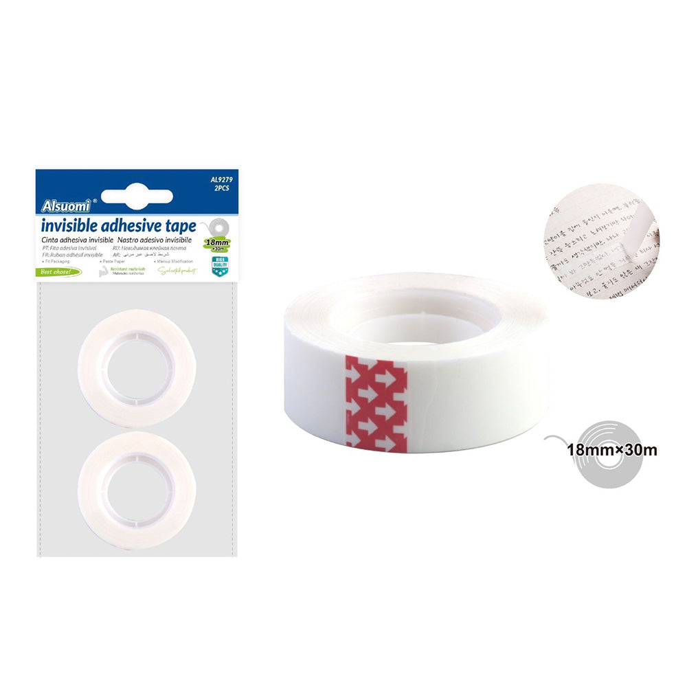 Alsuomi Λευκή Κολλητική Ταινία 18mm x 30m Σετ 2 Τεμαχίων Ματ