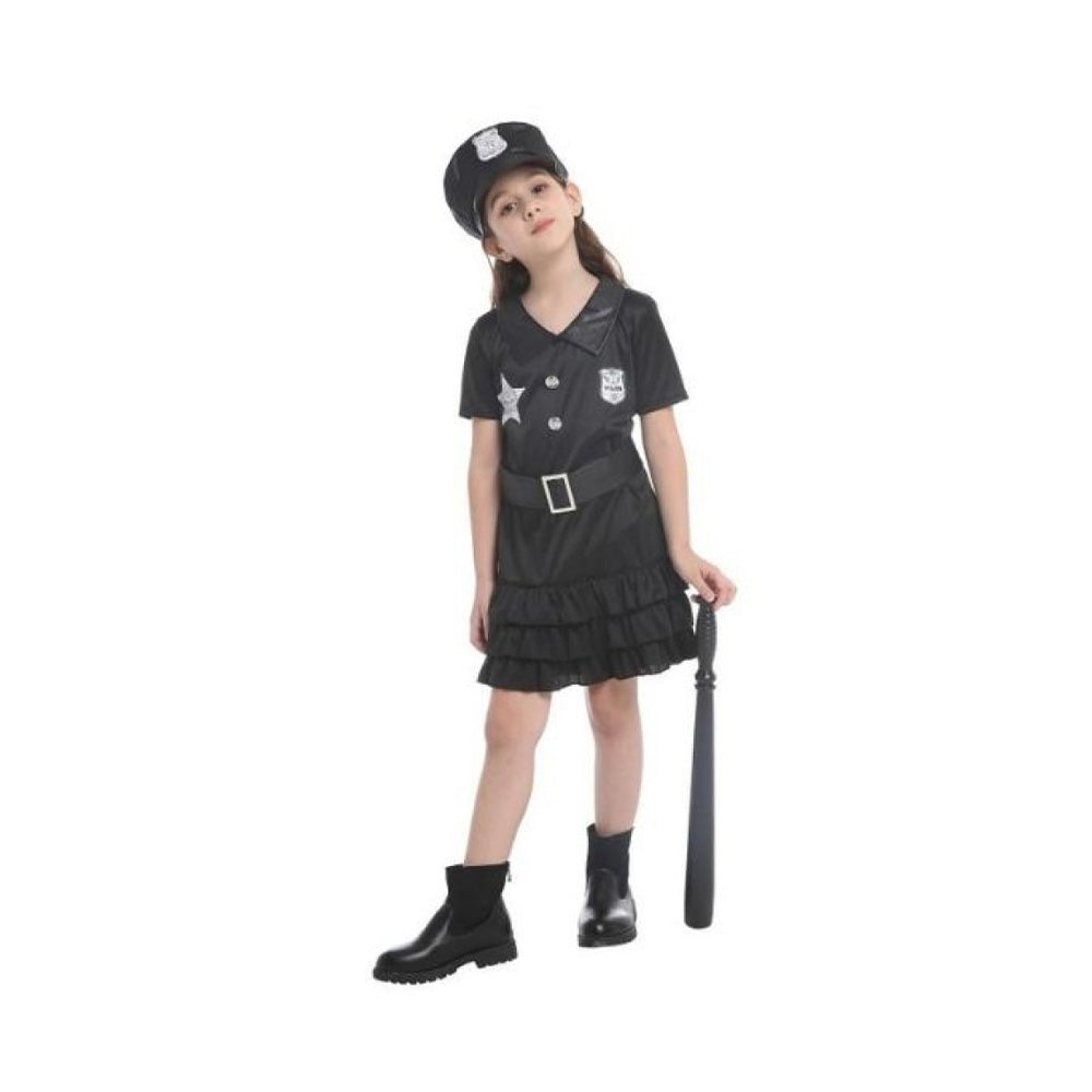 Αποκριάτικη Στολή Παιδική Αστυνομικίνα Μαύρη με Καπέλο