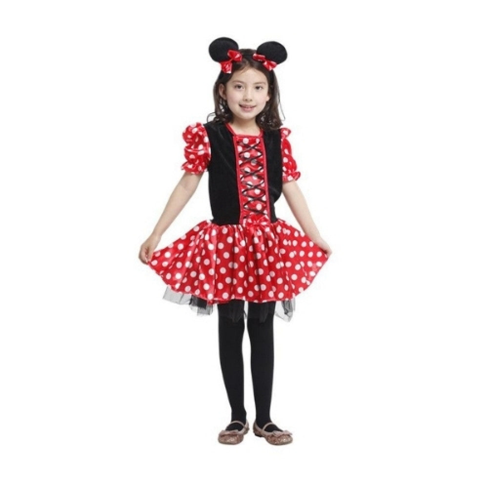 Αποκριάτικη Παιδική Στολή Ποντικούλα Κόκκινη Πουά με Φόρεμα & Αυτάκια