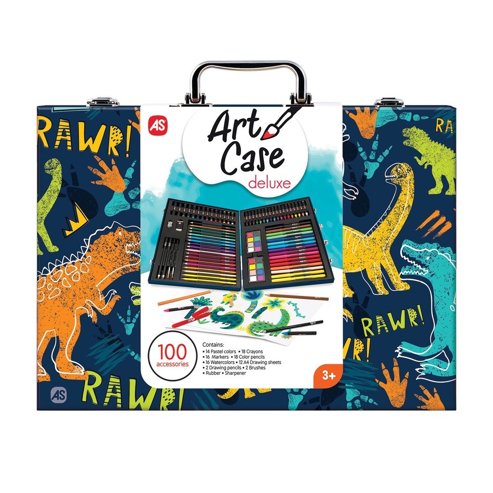 As Κασετίνα Ζωγραφικής Ξύλινη Deluxe 100 Αξεσουάρ Δεινόσαυρος