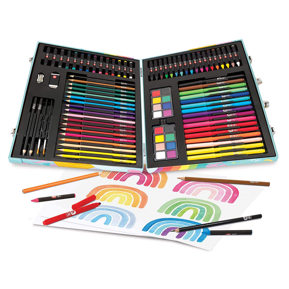 AS CompanyAS Happi Hobbi  Κασετίνα Ζωγραφικής Ξύλινη Deluxe Μονόκερος Με 100 Αξεσουάρpapell.gr