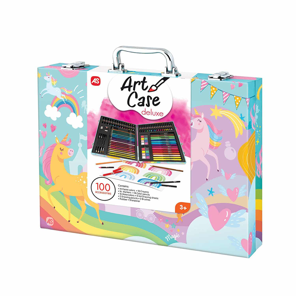 AS CompanyAS Happi Hobbi  Κασετίνα Ζωγραφικής Ξύλινη Deluxe Μονόκερος Με 100 Αξεσουάρpapell.gr