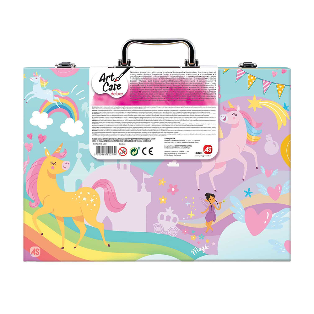 AS CompanyAS Happi Hobbi  Κασετίνα Ζωγραφικής Ξύλινη Deluxe Μονόκερος Με 100 Αξεσουάρpapell.gr