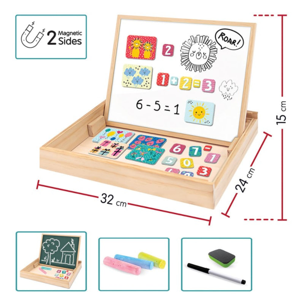 As Magnet Box Ξυλινος Μαγνητικος Επιτραπεζιος Πινακας 2 Οψεων Με 35 Μαγνητες