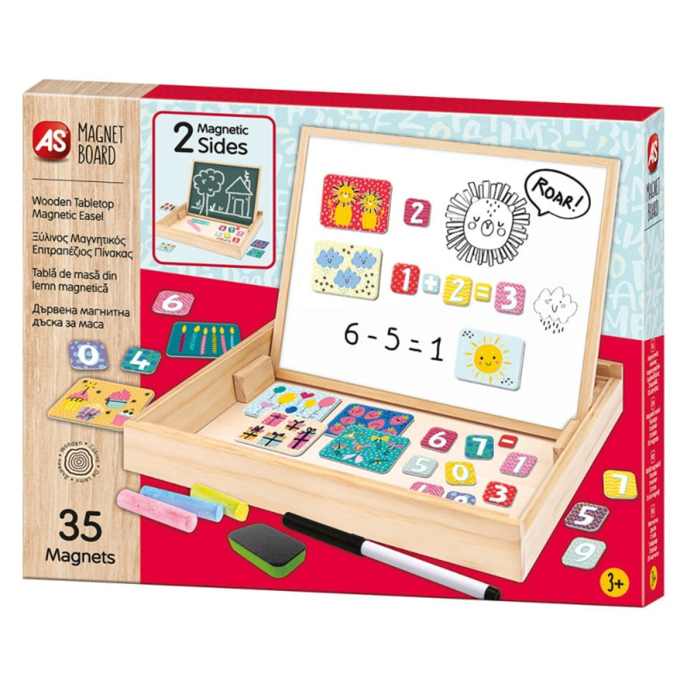 As Magnet Box Ξυλινος Μαγνητικος Επιτραπεζιος Πινακας 2 Οψεων Με 35 Μαγνητες