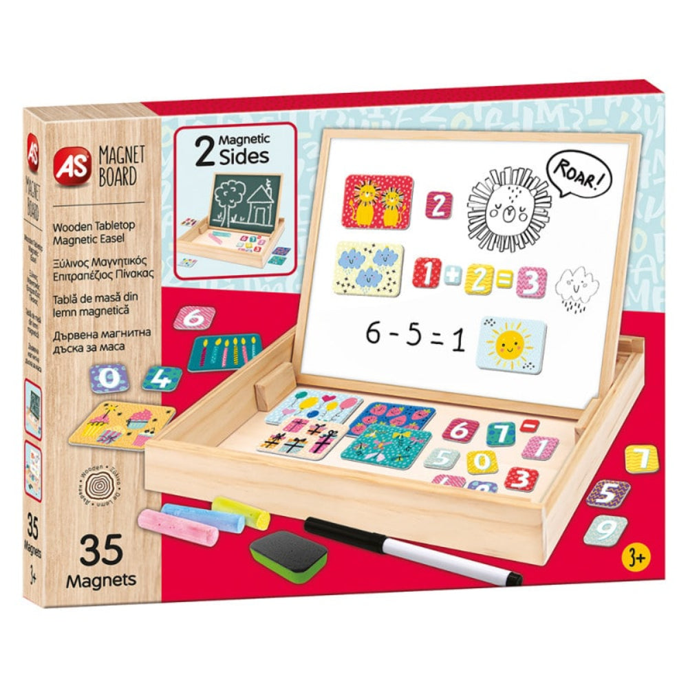 As Magnet Box Ξυλινος Μαγνητικος Επιτραπεζιος Πινακας 2 Οψεων Με 35 Μαγνητες
